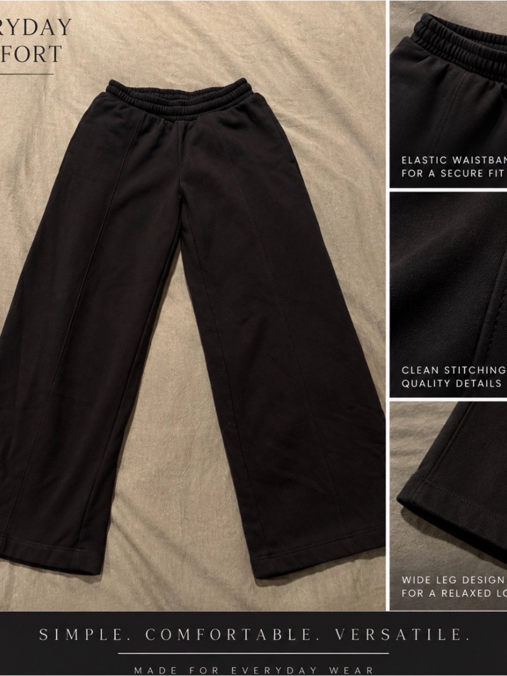art class Black Wide-Leg Sweatpants for Kids